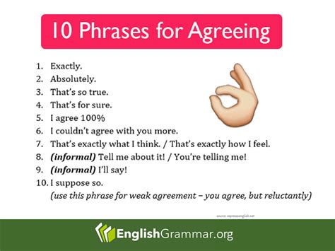 10 Phrases for Agreeing English Sentences, English Words, English Grammar, English Vocabulary ...