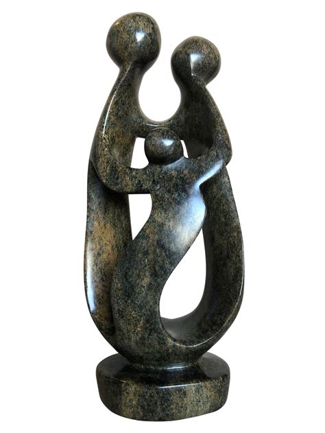 Shona Tribe Serpentine Rock Family Of Three – African Angel Art