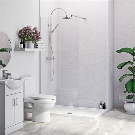 Multipanel Economy Sunlit Quartz Shower Wall Panel Installation Set For Enclosures Over 1000 X ...