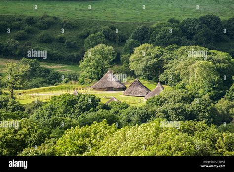 Castell Henllys reconstructed iron age hill fort and round houses ...