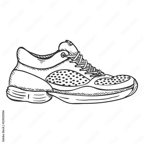 Vector Sketch Illustration - Side View Running Shoes Stock Vector ...