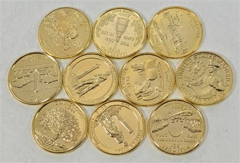 Lot of 10 24K Gold Plated Washington Quarters | Property Room