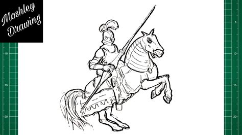 Medieval Knight On Horse Drawing