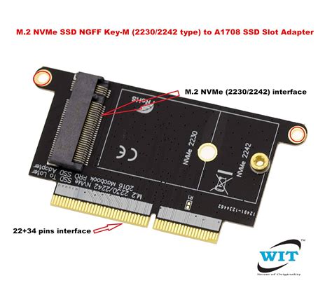 M.2 NVMe to A1708 SSD Adapter (M.2 NVMe SSD Key-M (2230/2242 type) to ...