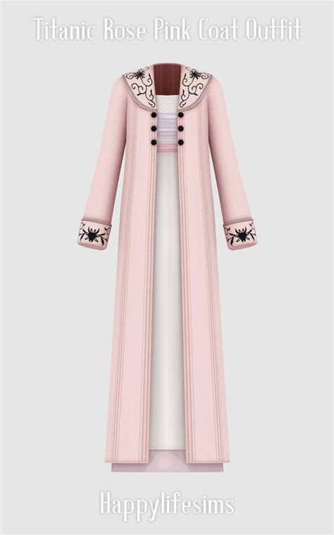 [Lonelyboy] TS4 Titanic Rose Pink Coat Set | HappyLifeSims (Koonam) in 2023 | Pink coat, 1910s ...
