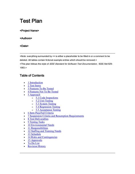 Test Plan 40+ Best Example And Template - RedlineSP