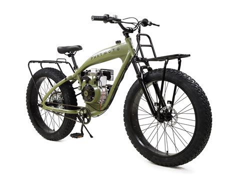 Phatmoto All Terrain Fat Tire 2021 - 79cc Motorized Bicycle ,Matte Army Green - Walmart.com