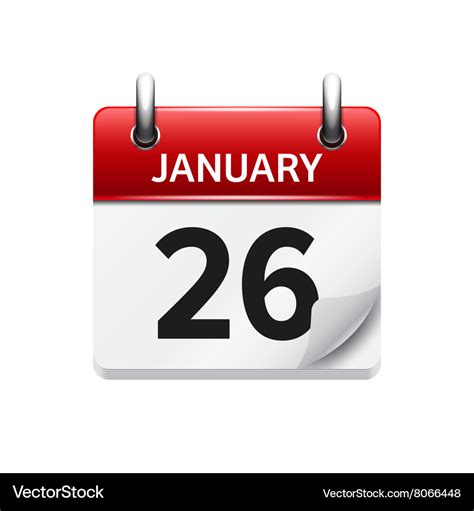 January 26 flat daily calendar icon date Vector Image