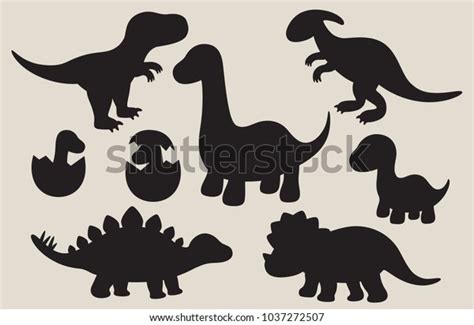 Vector Illustration Dinosaur Silhouette Including Stegosaurus Stock ...