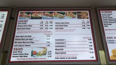 Menu at Helston Grill fast food, Helston, 35 Coinagehall St