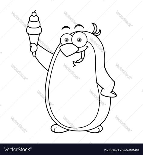 Cartoon penguin mascot character holding ice Vector Image