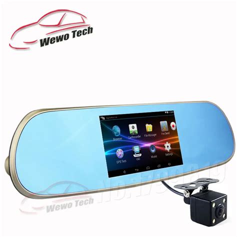 5.0" Touch Android Rearview Mirror Car GPS Navigation 1080P Car Dvr Dual Camera Rear View FM ...