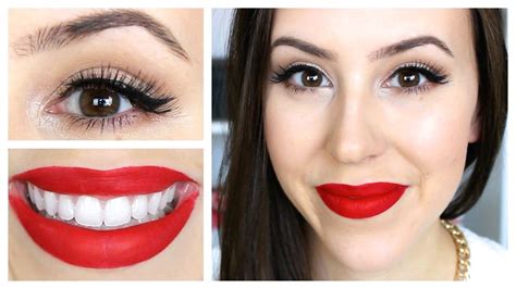 GRWM Christmas Party Look 2014 - Easy Red Lips Makeup Tutorial | Lip ...