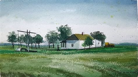 Farm - Watercolor Landscape Painting - By Vamos - YouTube