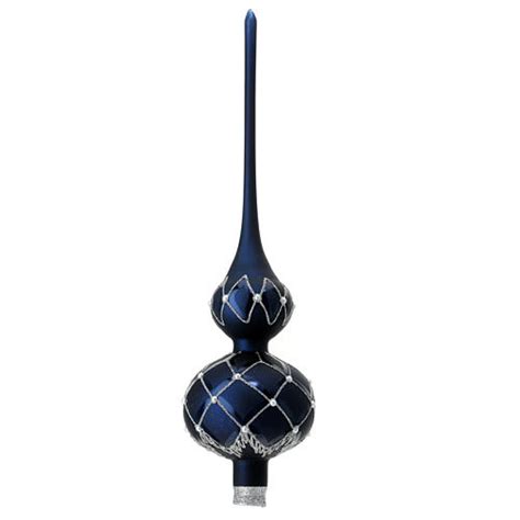 Blue Christmas tree topper with silver decorations 35cm | online sales on HOLYART.com