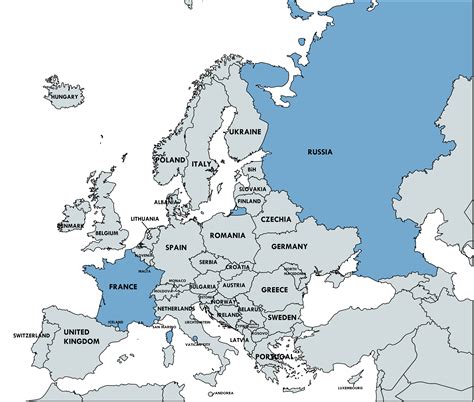 Switching Europe Around: the population of the largest country goes to ...