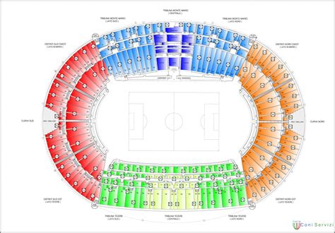 Mappa Stadio Olimpico di Roma con Settori - Piantina Stadio