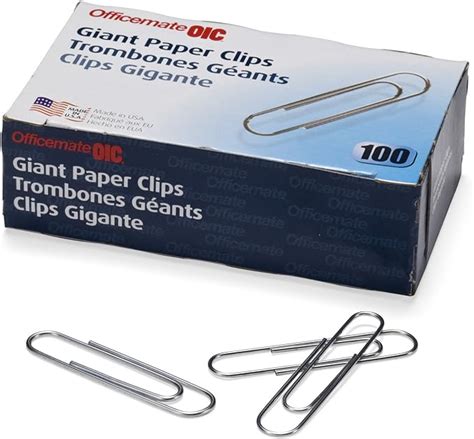 Officemate Giant Paper Clips, Pack of 10 Boxes of 100 Clips Each (1,000 Clips Total) (99914 ...