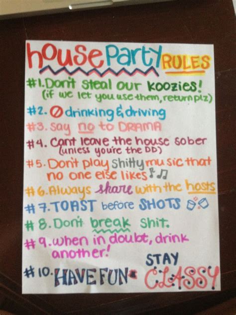 sarahbelle93 | House party rules, Party rules, House party