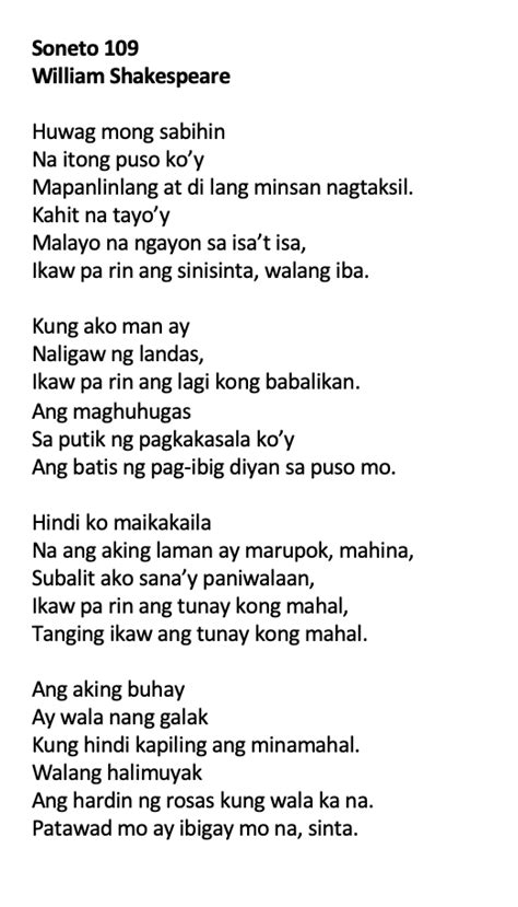 Soneto 109 ni William Shakespeare salin ni Pete Lacaba : r/Tula