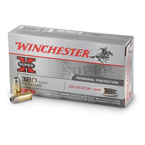 Winchester Super-X, .380 ACP, STHP, 85 Grain, 50 Rounds - 10493, .380 ...