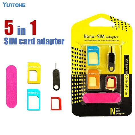 Sim Card Adapter 5 In 1 Micro SIM Adapter Universal Kit For Phone And Tablets With Eject Pin Key ...