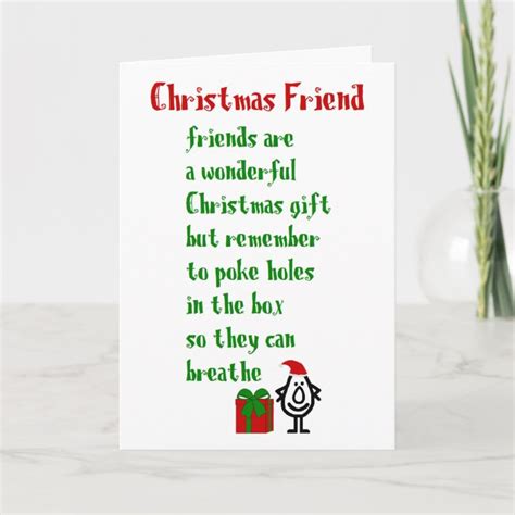 Christmas Friend, A Funny Merry Christmas Poem Card | Zazzle.com