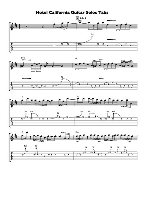 (PDF) Hotel California Guitar Solo Tabs | Juan Carlos Lopez - Academia.edu