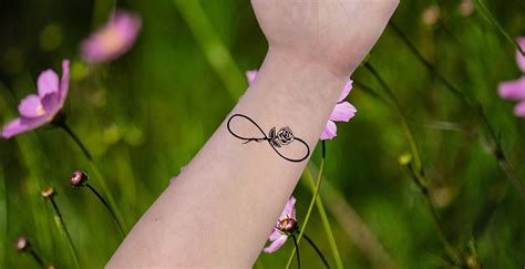 2 Infinity Symbol with Rose Temporary Tattoos Small Tattoo for Women Temporary Tattoo Paper ...