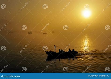 Fishing boats, sunset stock image. Image of outdoor, composition - 24644891