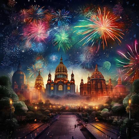 Premium AI Image | Mexican Independence day fireworks celebration Image ...