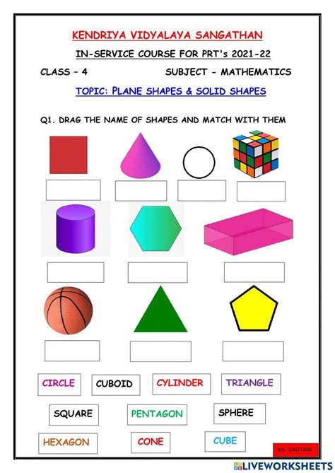 Solid Shapes Worksheet for 4th - 5th Grade | Lesson Planet - Worksheets Library