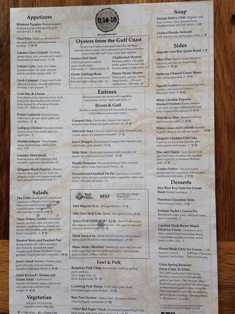 Ulele Menu, Menu for Ulele, West Tampa, Tampa Bay - Urbanspoon/Zomato