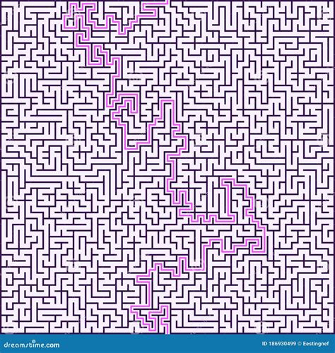 Square Maze with Solution. Vector Illustration Stock Vector ...