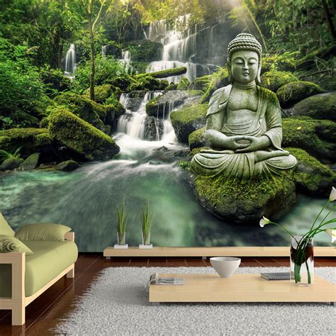 BUDDHA WATERFALL Photo Wallpaper Non-woven (fleece)/Self-adhesive c-C-0019-a-b | eBay