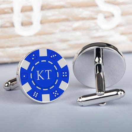 Personalised Silver Poker Chip Cufflinks