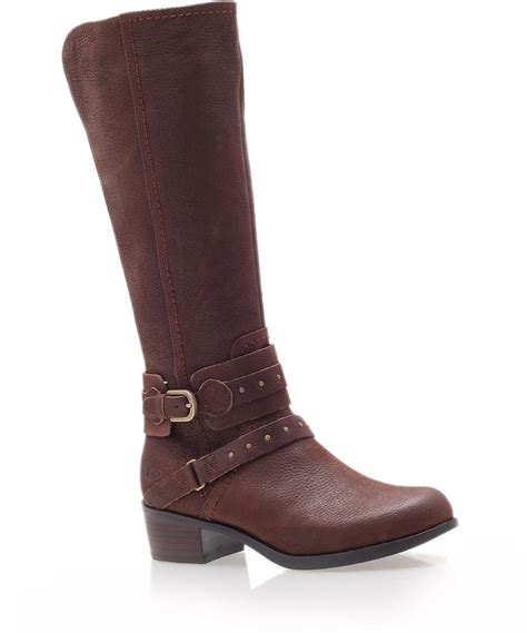 Ugg Dark Brown Esplanade Leather Kneehigh Boots in Brown | Lyst