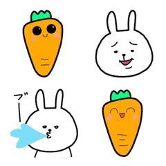 Rabbit and carrot. – LINE Emoji | LINE STORE