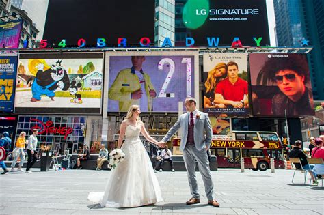 Times Square Wedding Photos || NYC Elopement Park Wedding Ceremony, Summer Camp Wedding, Central ...