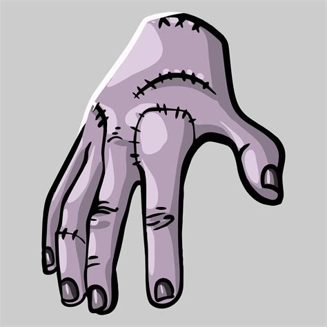 disembodied hand called the Thing. Wednesday. Happy Halloween. Girl with braids. Vector ...