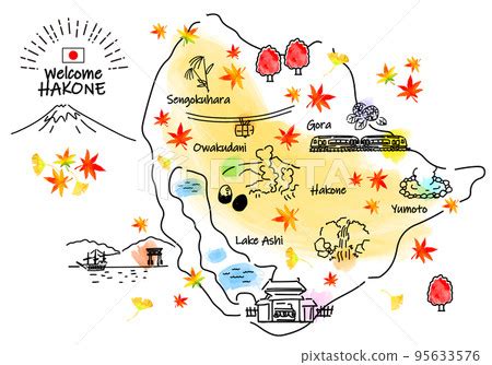 Simple line drawing illustration map of Hakone... - Stock Illustration [95633576] - PIXTA