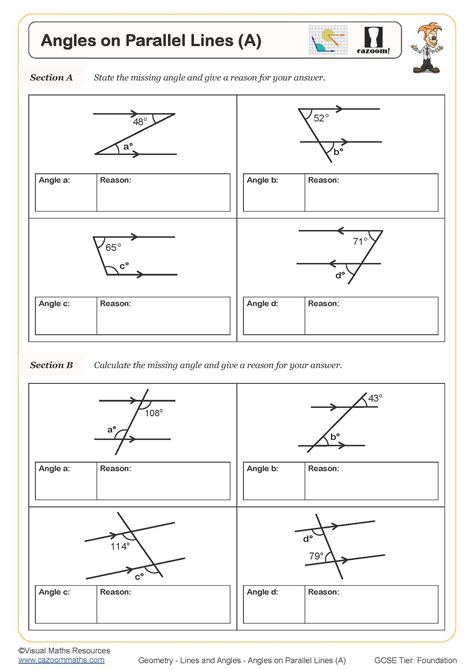 parallel lines worksheet geometry