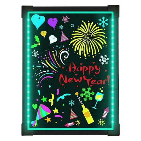 18 in. LED Message Sign Board- Erasable Writing Drawing Neon Sign with ...