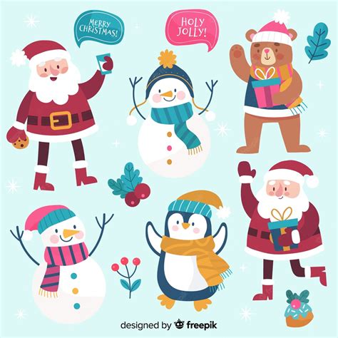 Free Vector | Hand drawn christmas characters collection