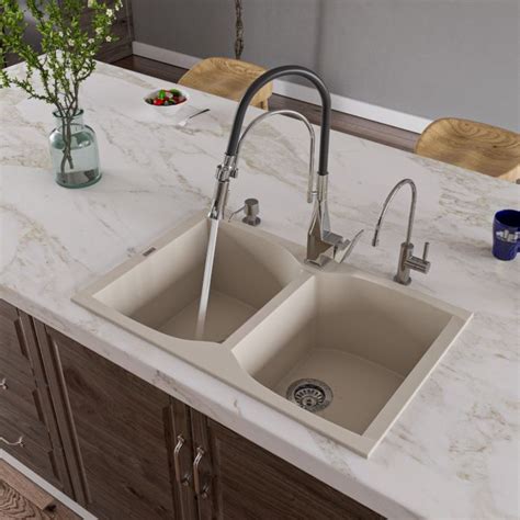 ALFI brand AB3220DI 32" Drop-In Double Bowl Granite Composite Kitchen Sink