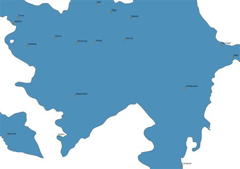 Map of Azerbaijan With Cities SVG Vector - Cities Map