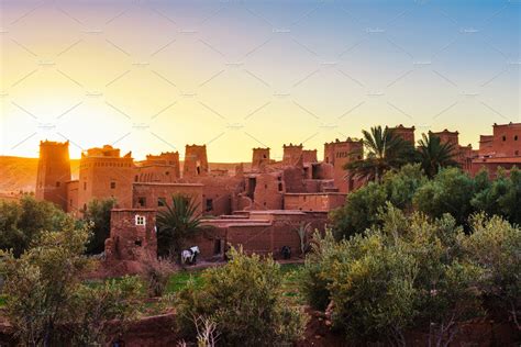 Sunset above ait benhaddou containing ait benhaddou, morocco, and horse ...