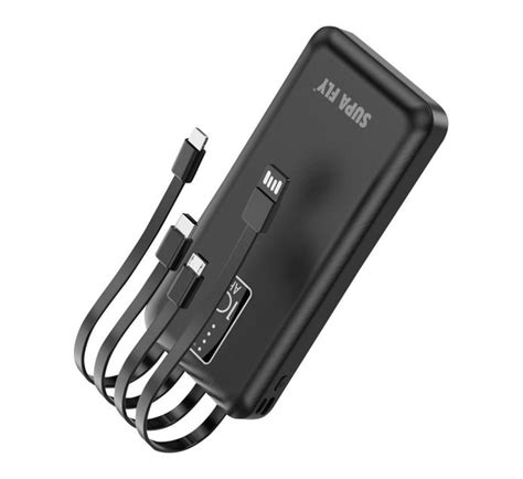 Superfly 4 Cable 10000mAh Power Bank with light Black | Makro