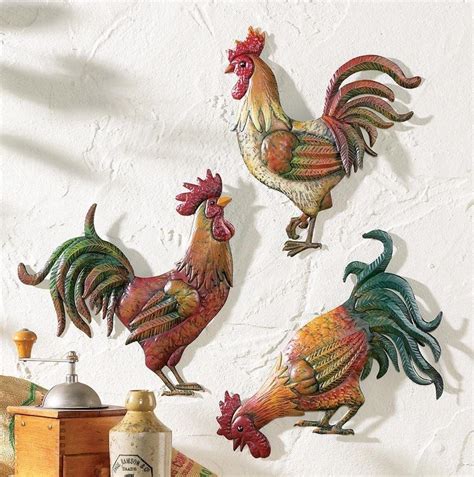 French Country Rooster Metal Wall Art Trio | Shop Home Decor | Art & Home