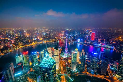 View of Downtown Shanghai Skyline at Twilight Stock Photo - Image of ...